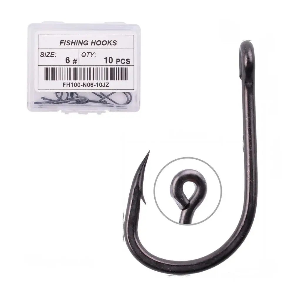 10PCS/Box High Carbon Steel Fishing Carp Hooks Coating Carp Fishing Hook with Micro Barb Matt Black Hook for Carp Coarse