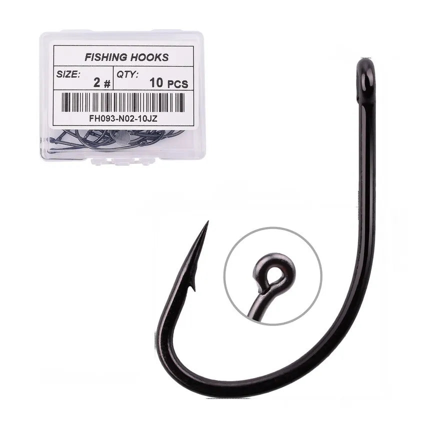 10PCS/Box High Carbon Steel Fishing Carp Hooks Coating Carp Fishing Hook with Micro Barb Matt Black Hook for Carp Coarse