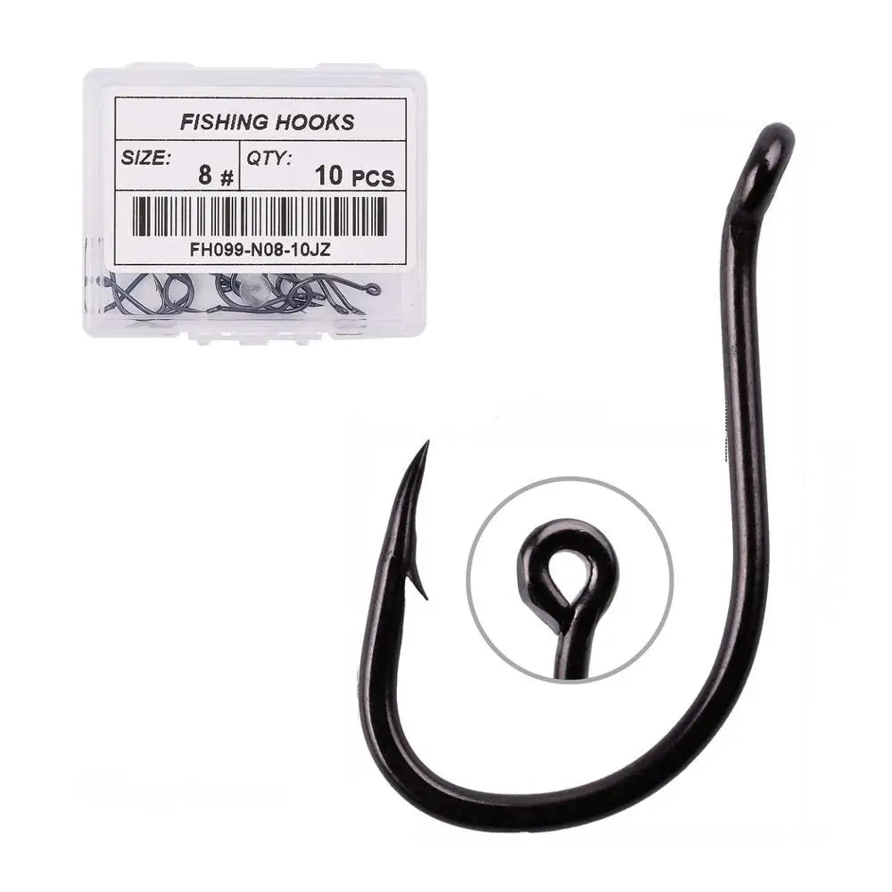 10PCS/Box High Carbon Steel Fishing Carp Hooks Coating Carp Fishing Hook with Micro Barb Matt Black Hook for Carp Coarse