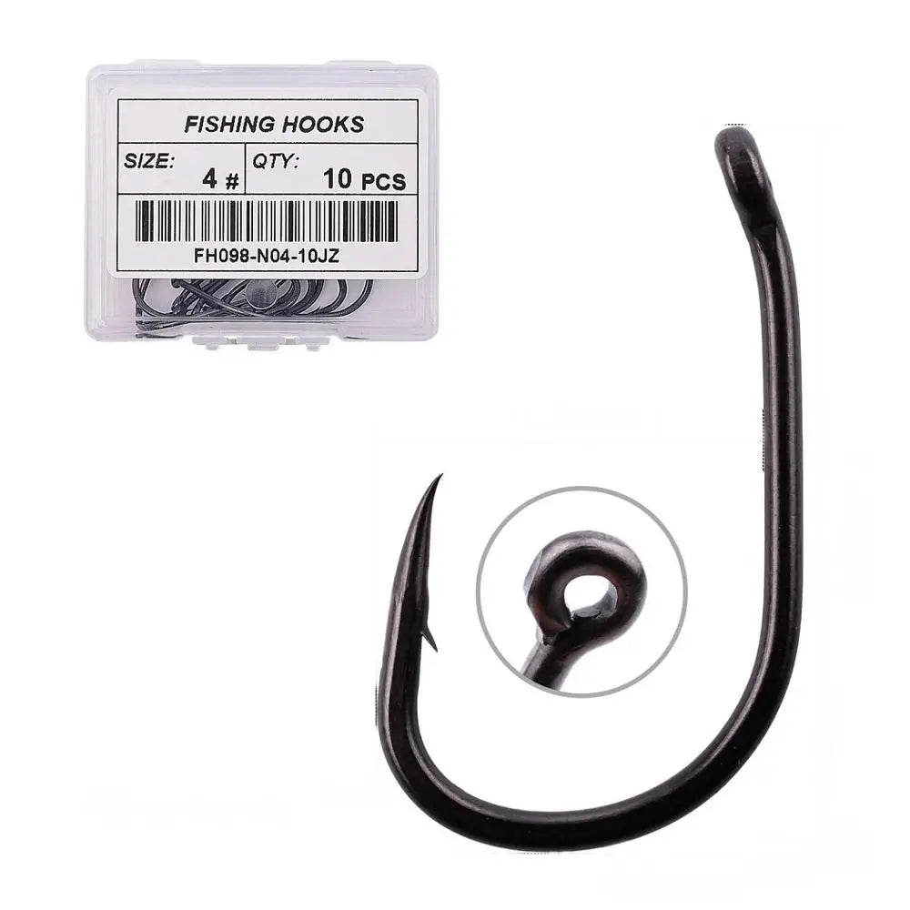 10PCS/Box High Carbon Steel Fishing Carp Hooks Coating Carp Fishing Hook with Micro Barb Matt Black Hook for Carp Coarse