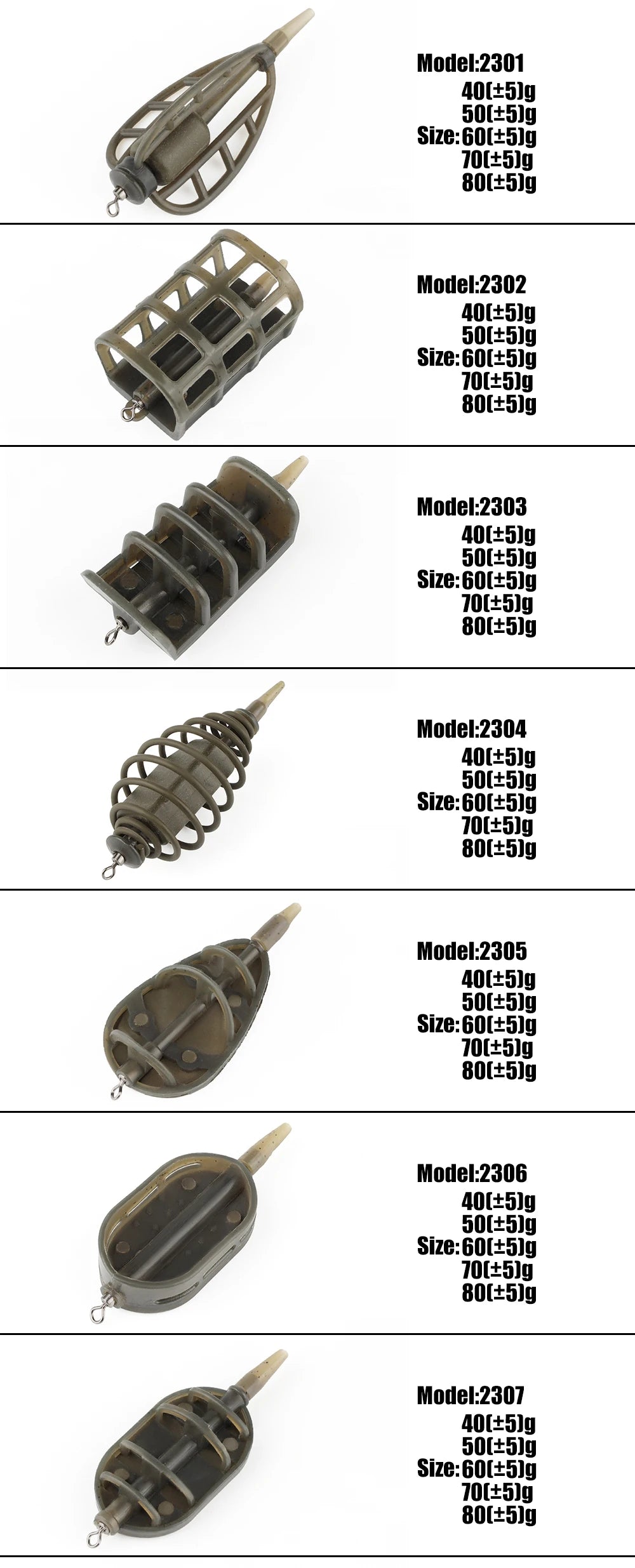 W.P.E Carp Fishing Accessories Method Feeder 40g-80g Rig Hair Europe Carp Fish Group Hook Rig Carp Fishing Feeder Tackle