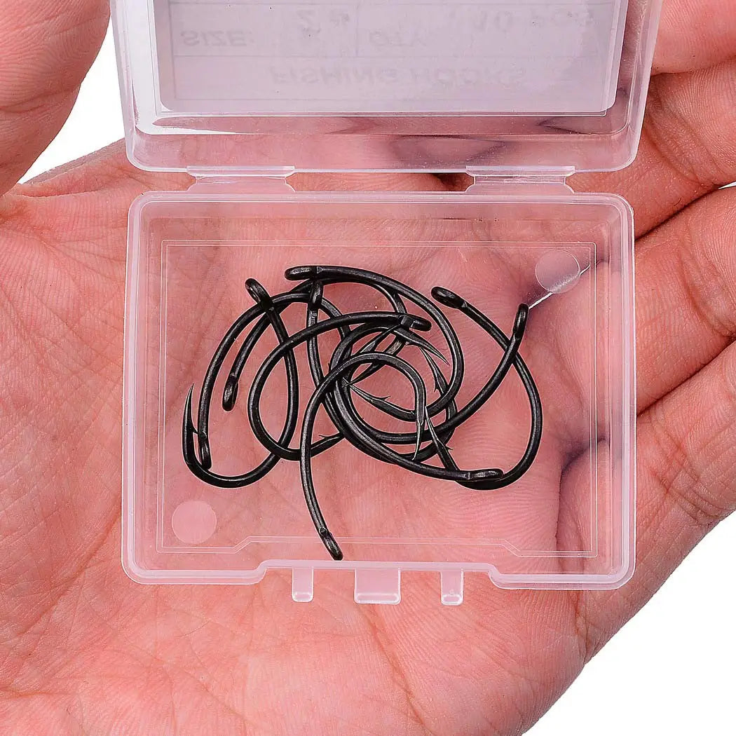 10PCS/Box High Carbon Steel Fishing Carp Hooks Coating Carp Fishing Hook with Micro Barb Matt Black Hook for Carp Coarse