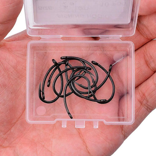 10PCS/Box High Carbon Steel Fishing Carp Hooks Coating Carp Fishing Hook with Micro Barb Matt Black Hook for Carp Coarse