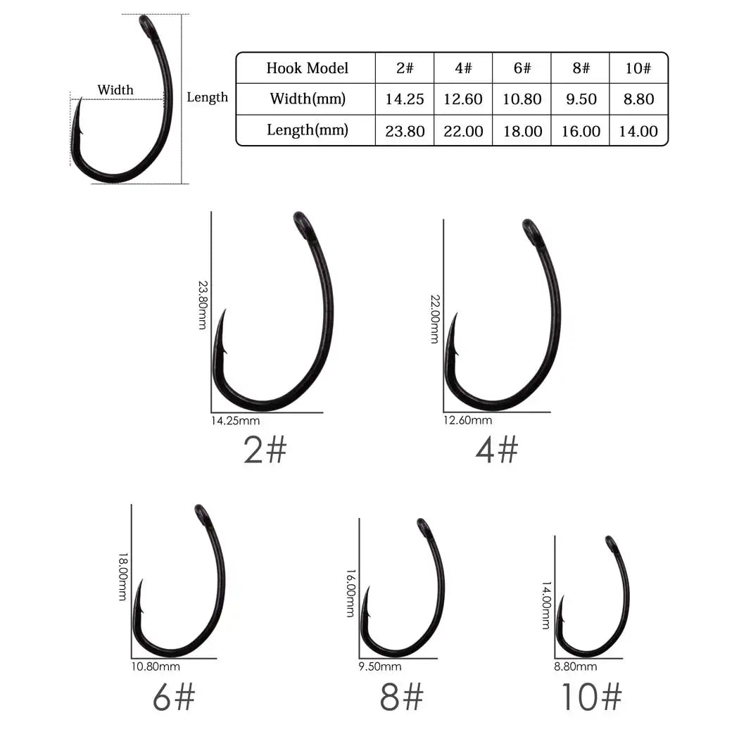 10PCS/Box High Carbon Steel Fishing Carp Hooks Coating Carp Fishing Hook with Micro Barb Matt Black Hook for Carp Coarse
