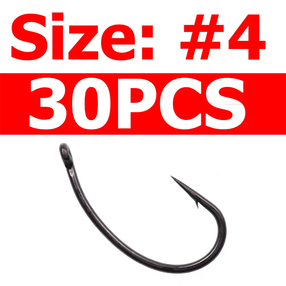 Wifreo 30PCS Coated Carp Fishing Hook High Carbon Steel Fishhooks Barbed Hooks Carp Hooks