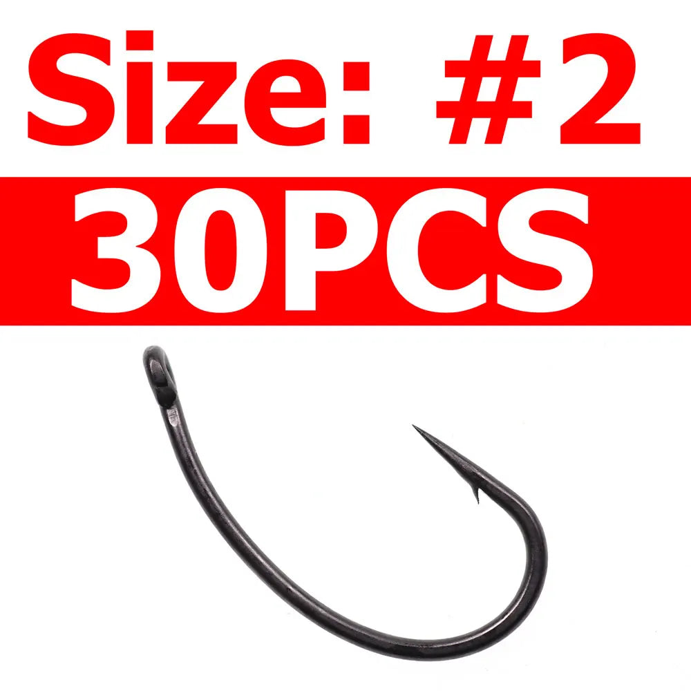 Wifreo 30PCS Coated Carp Fishing Hook High Carbon Steel Fishhooks Barbed Hooks Carp Hooks