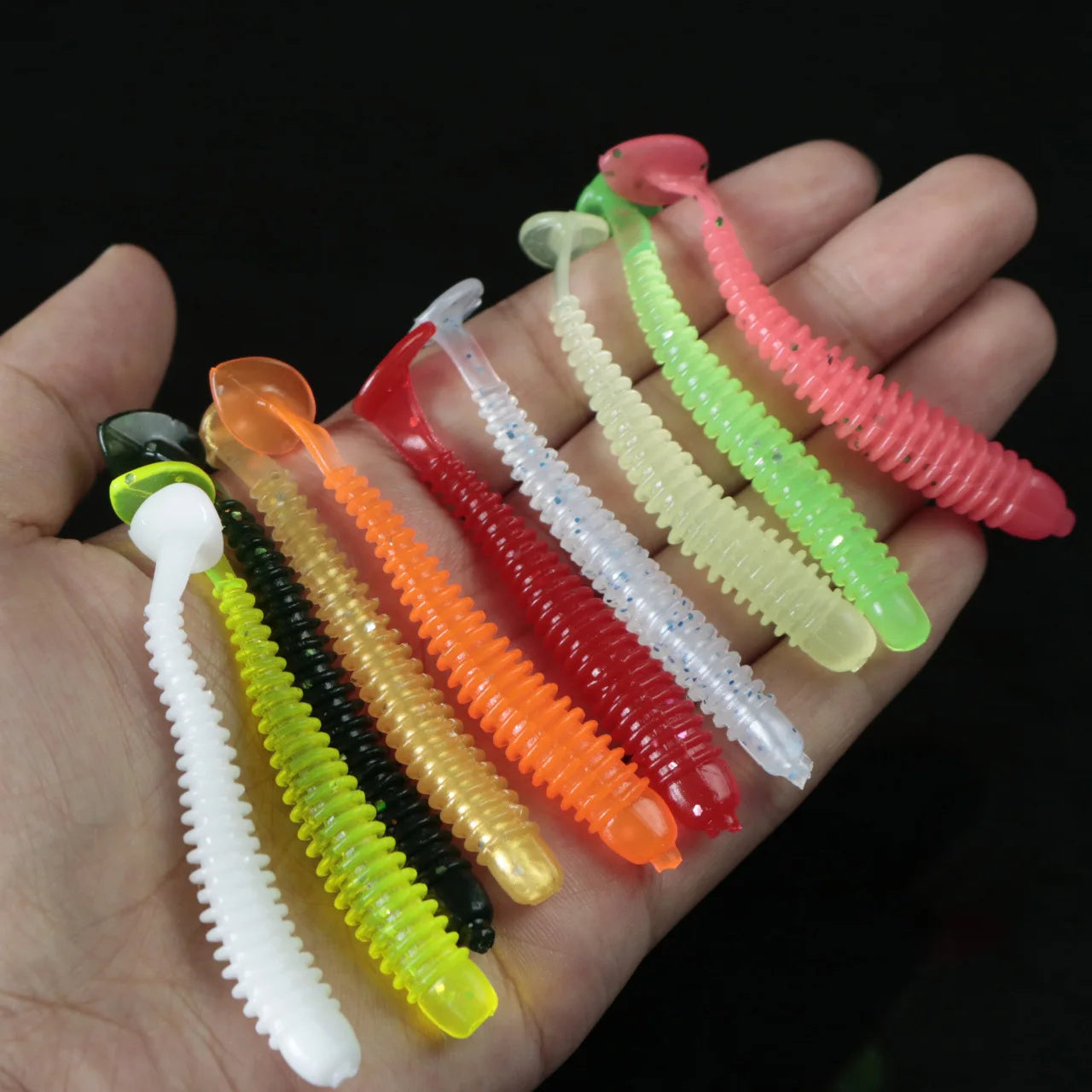 10pcs/lot Fishing soft Lures Worm Grubs T Tail Wobblers Artificial 5cm 6cm 7cm Bait Jigging Rubber Carp Fish Fishing Tackle