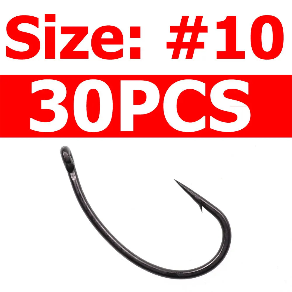 Wifreo 30PCS Coated Carp Fishing Hook High Carbon Steel Fishhooks Barbed Hooks Carp Hooks