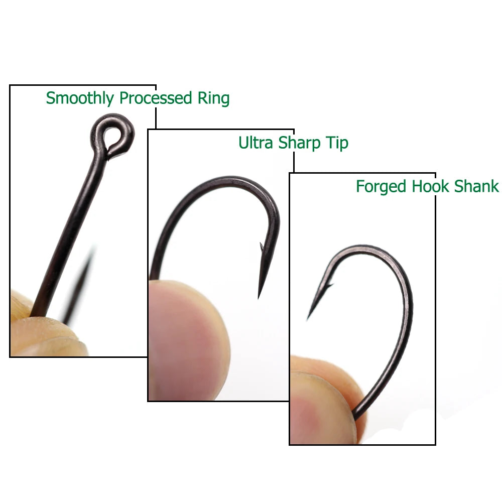 Wifreo 30PCS Coated Carp Fishing Hook High Carbon Steel Fishhooks Barbed Hooks Carp Hooks