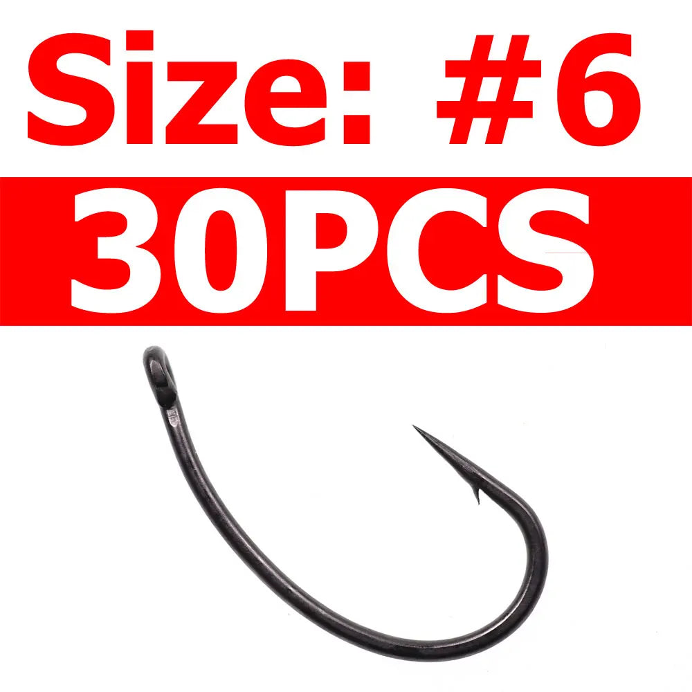 Wifreo 30PCS Coated Carp Fishing Hook High Carbon Steel Fishhooks Barbed Hooks Carp Hooks