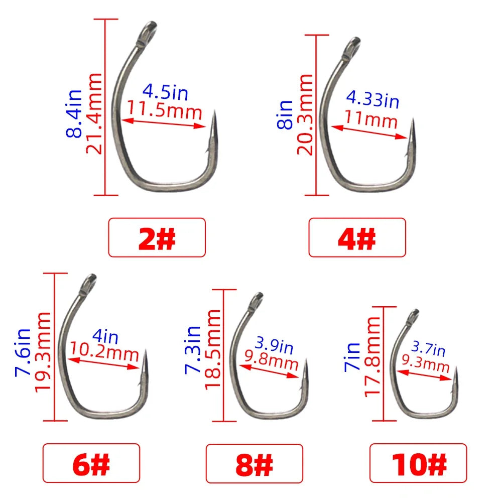 Premium PTFE Coated Carp Fishing Hooks - 500 Pack Bulk