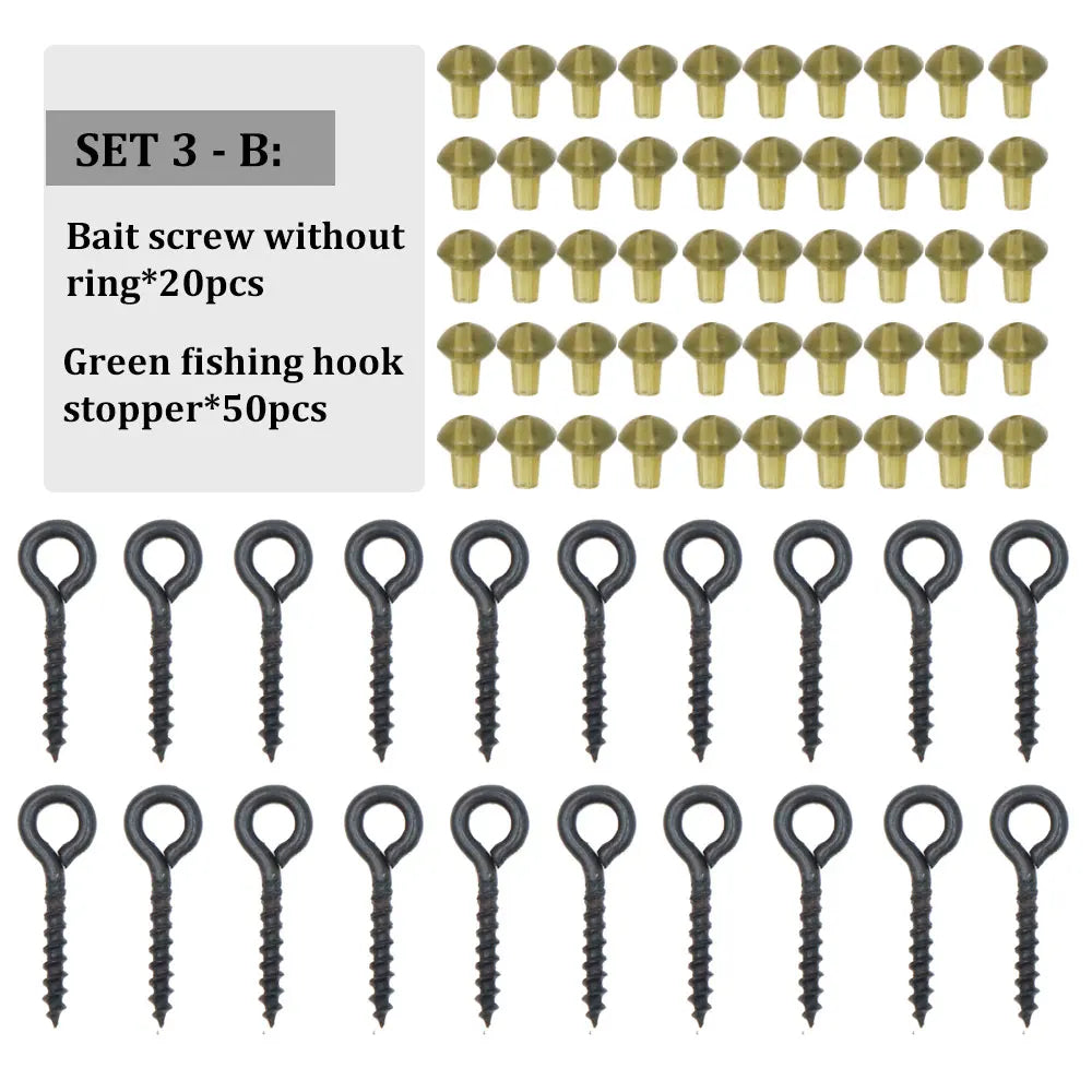 Carp Fishing Tackle Kit Bait Boilie Screws Fishing Hook Bead For Method Feeder Fishing Hair Rig Ronnie Rig Accessories Set