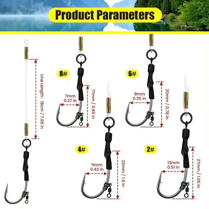 Pro Catfish & Carp Fishing Rig Set (4/8pc) | Ready-to-Fish, Anti-Tangle Terminal Tackle with Sharp Hooks