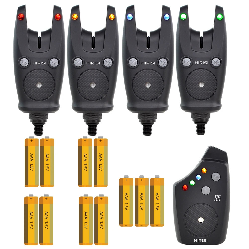 Hirisi Wireless Carp Fishing Alarm Set Waterproof, Fishing Bite Alarms Fishing Bite Indicator Fishing Accessories S5