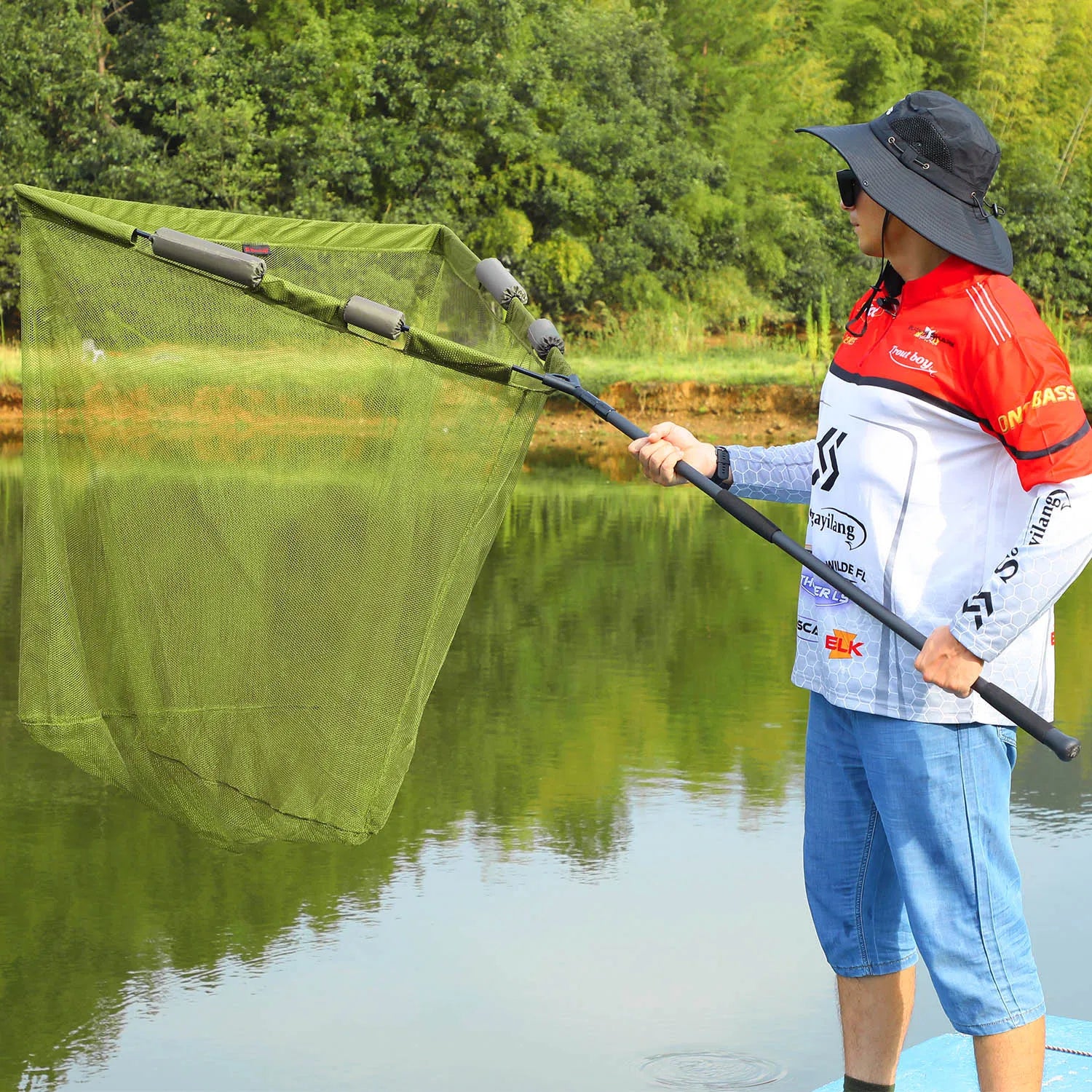 Sougayilang Carp Fishing Tool Net Fishing tackle 212/300cm Portable Retractable Folding Fishing Net for Carp Trout Fishing