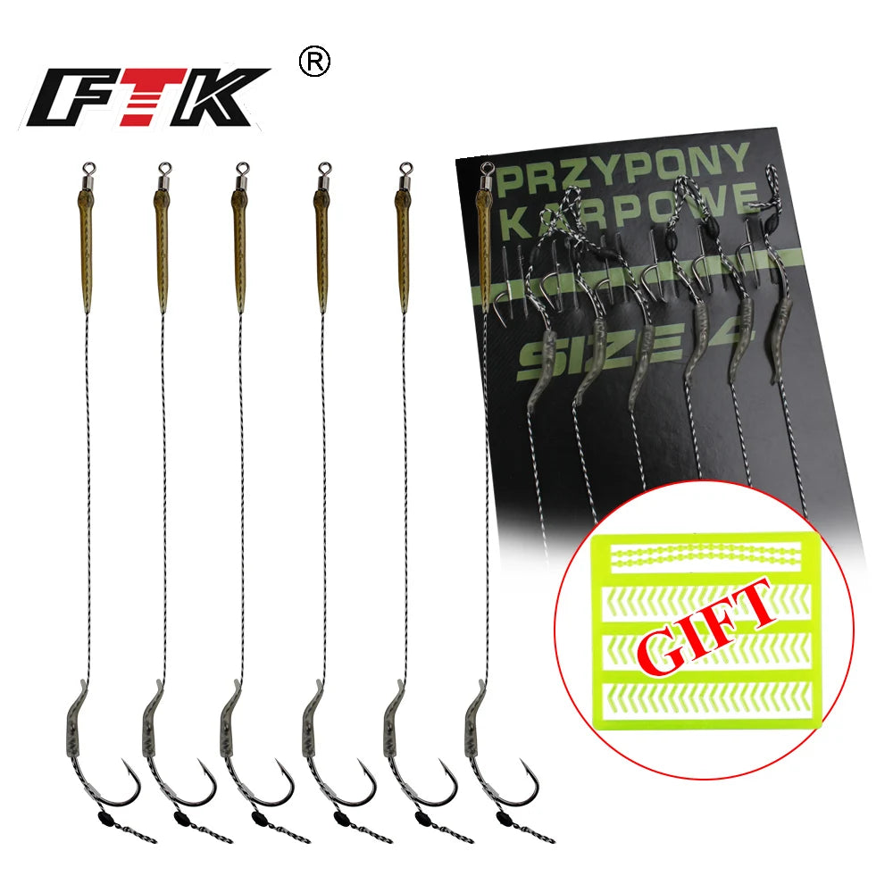 6pcs 8pcs Carp Fishing Hair Rigs Ready Made Boilie Tied Carp Fishing Hook Size 2#4#6#8# Fishing Tackle Accessories Pesca