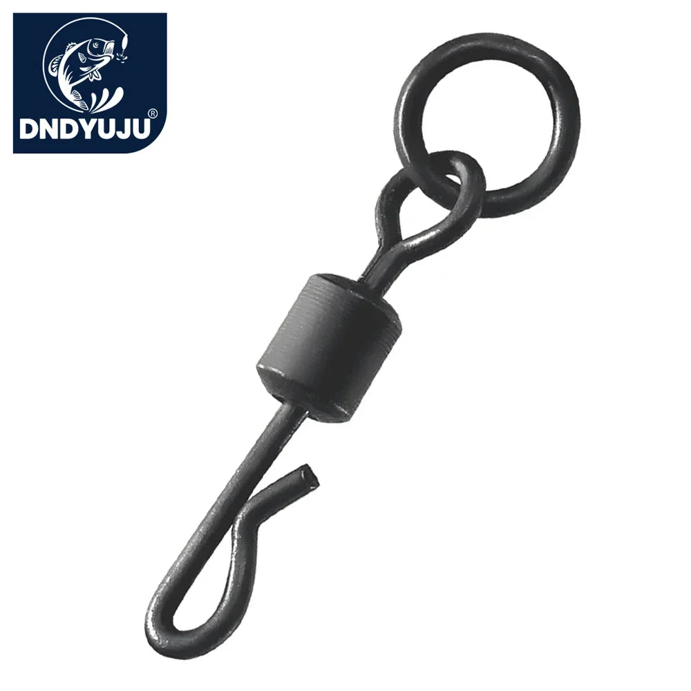 20pcs Carp Fishing Terminal Tackle Accessories Long Body Q-shaped Fishing Swivel Snap with Solid Ring