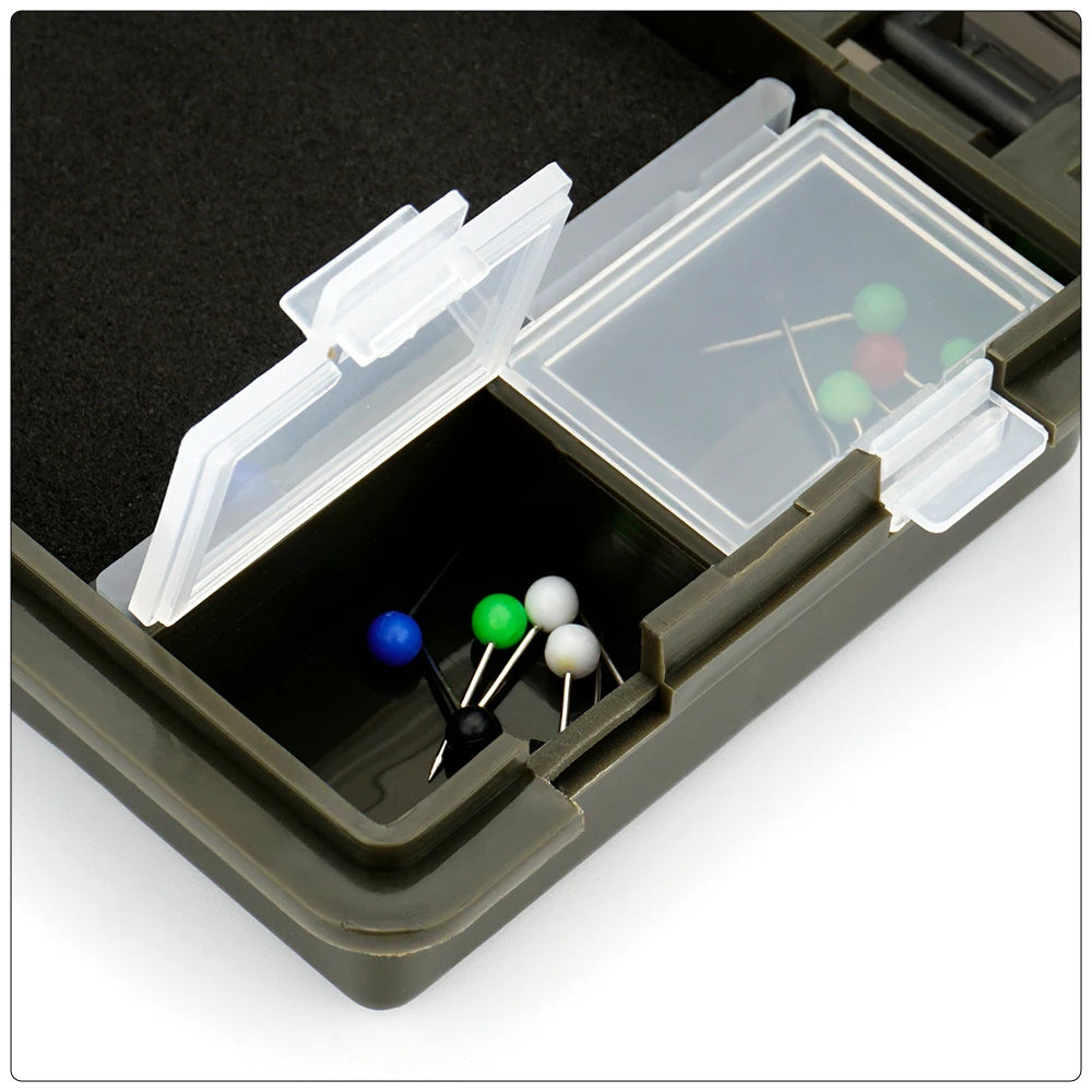 Hirisi Carp Fishing Tackle Box Stiff Hair Rig Board with Pins Carp Fishing Rig Box Wallet Rig Storage Box Fishing Accessories