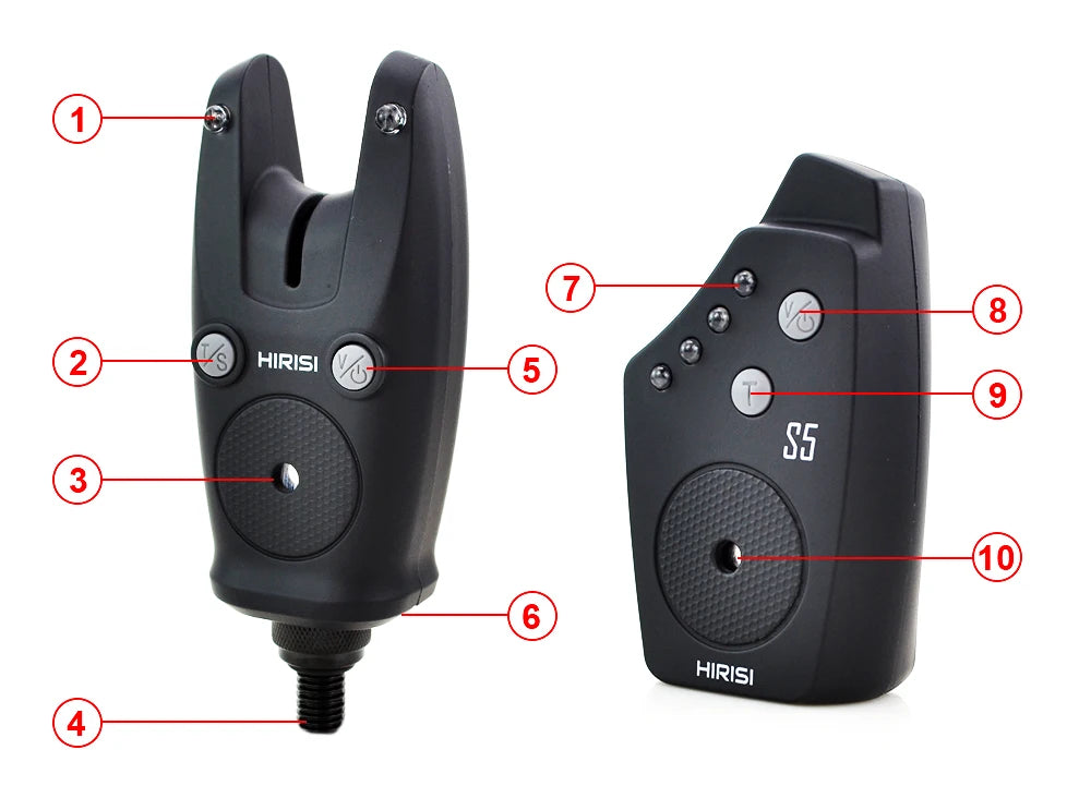 Hirisi Wireless Carp Fishing Alarm Set Waterproof, Fishing Bite Alarms Fishing Bite Indicator Fishing Accessories S5