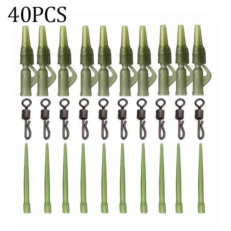 40PCS/lot Carp Fishing Accessories Lead Clip Quick Change Swivel Tail Rubber Anti Tangle Sleeves for Carp Rigs Fishing Tackle