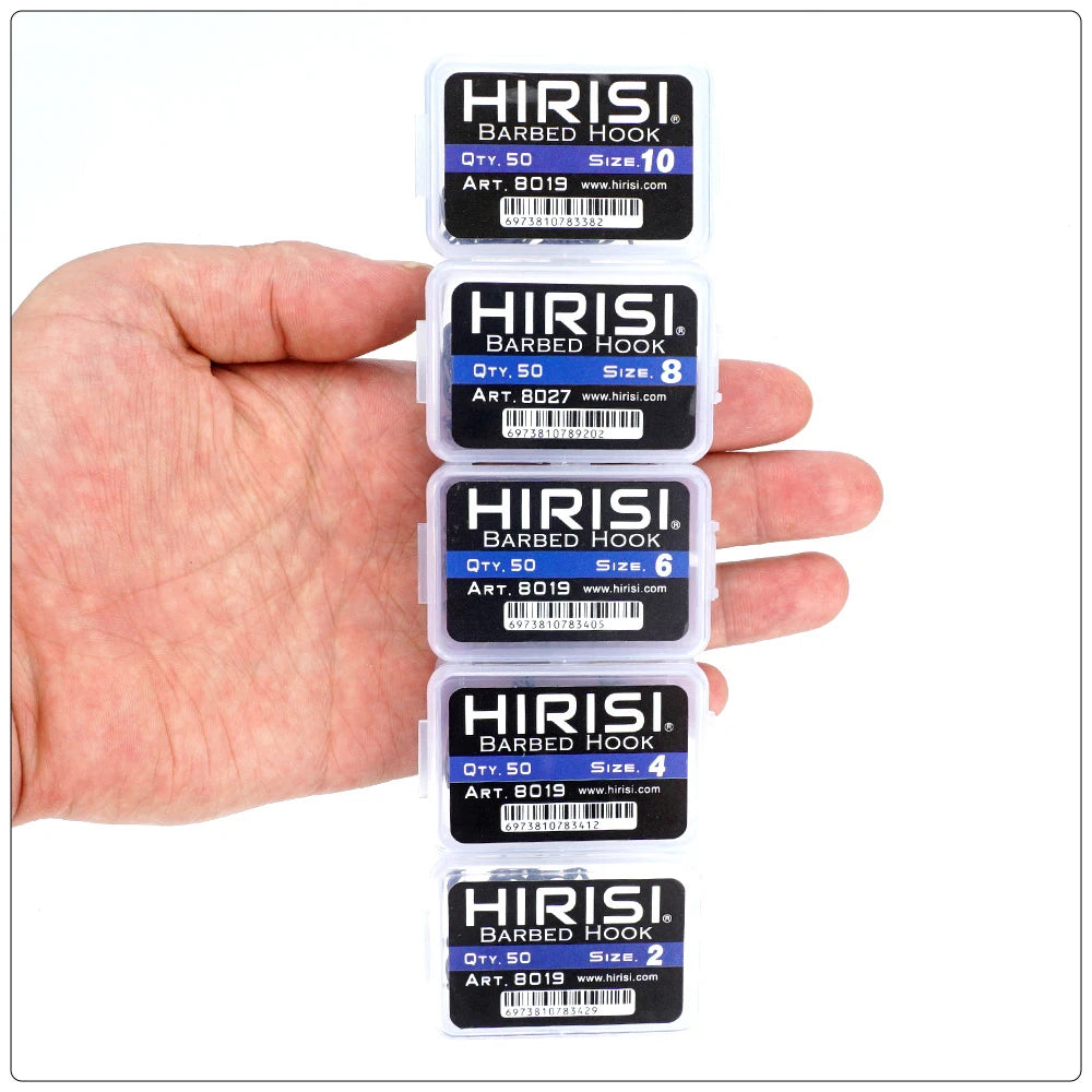 Hirisi 50pcs Carp Fishing Hooks Barbed Pinpoint Claw Hooks PTFE Coating High Carbon Stainless Steel Eyed Fish Hooks 8019