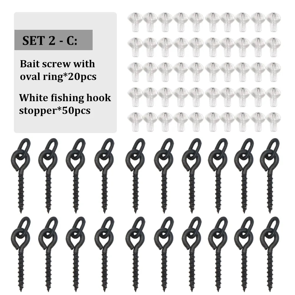 Carp Fishing Tackle Kit Bait Boilie Screws Fishing Hook Bead For Method Feeder Fishing Hair Rig Ronnie Rig Accessories Set