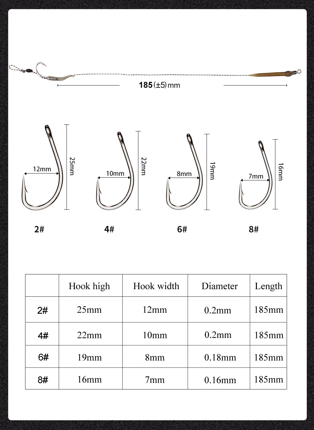 6pcs 8pcs Carp Fishing Hair Rigs Ready Made Boilie Tied Carp Fishing Hook Size 2#4#6#8# Fishing Tackle Accessories Pesca