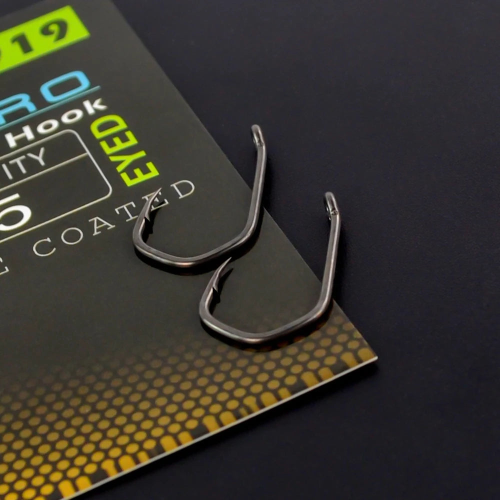 Hirisi 15pcs PTFE Coated High Carbon Steel Fish Hook Micro Barbed With Eye Carp Fishing Hook Accessories X919