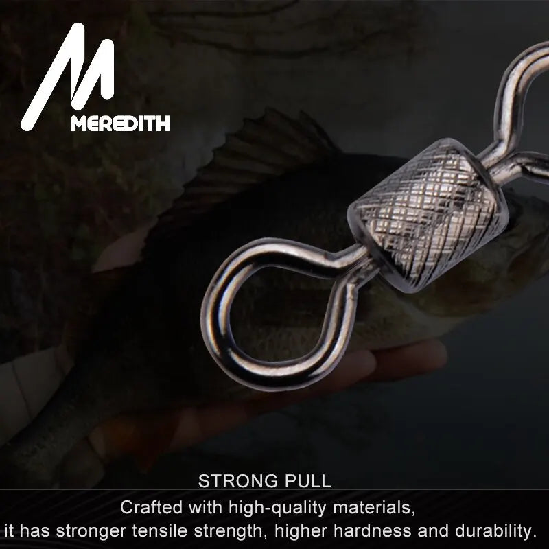 MEREDITH Fishing Swivels Ball Bearing Swivel 50PCS/Lot with Safety Snap Solid Rings Rolling Swivel for Carp Fishing Accessories