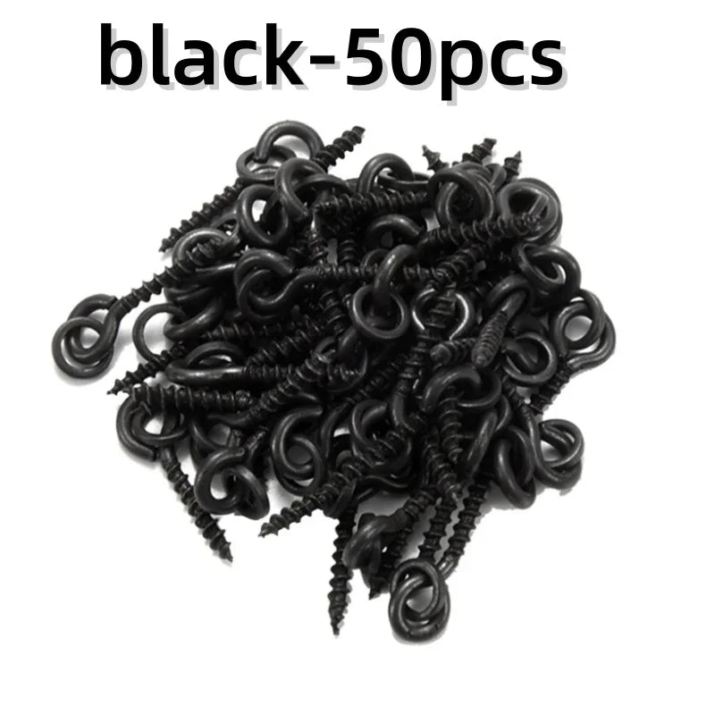 50pcs Carp Fishing Boilie Screw with Solid Ring Bait Tool Chod Rigs Carp Fishing Hair Tackle Accessory