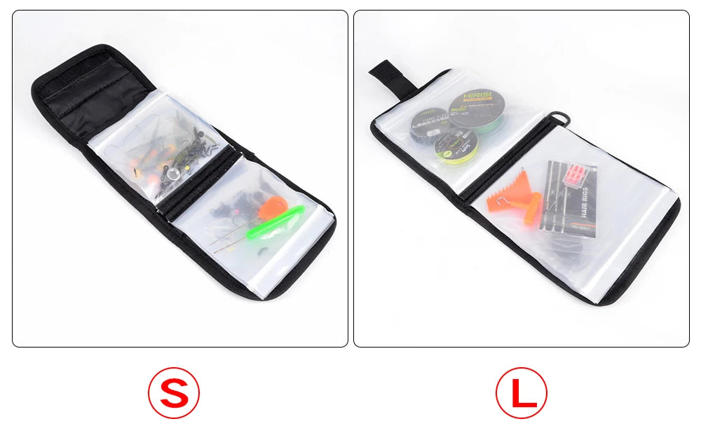 Hirisi Fishing Rig Bag Tackle Accessory Storage Bag for Carp Fishing Tackle Rigs Wallet Hair Rigs Transparent Carry Bag