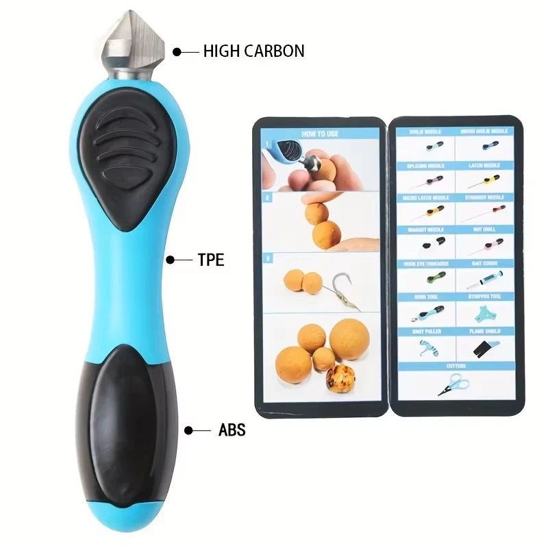 Carp Bait Tool Kit, Includes Bait Punch Drill Barbed Needle Marble, Complete Set for Carp Fishing Bait Preparation & Boilie Rig