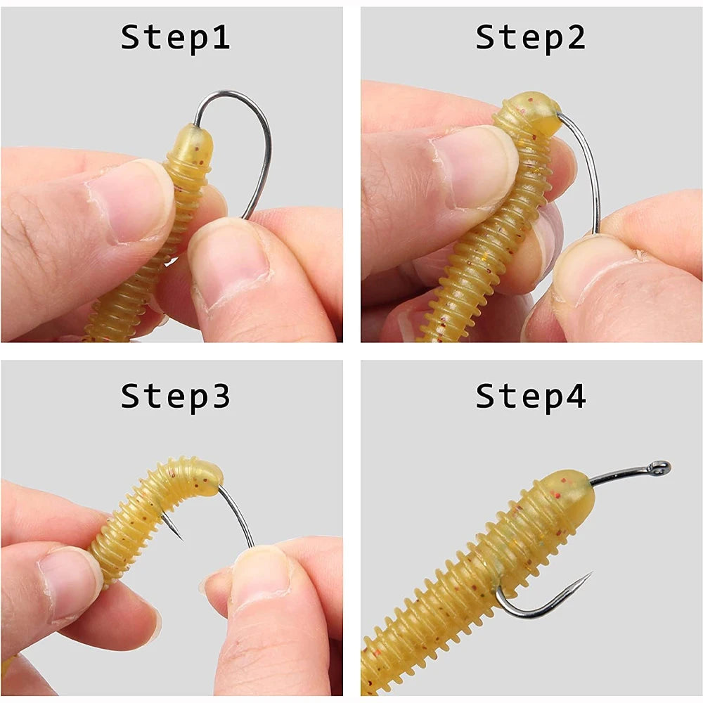 180PCS Barbless Fishing Hooks Kit Carp Fishing Hooks Curved Shank Fly Tying Hooks Circle Hooks for Hair Rig Carp Fishing Tackle