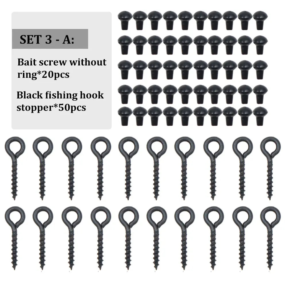 Carp Fishing Tackle Kit Bait Boilie Screws Fishing Hook Bead For Method Feeder Fishing Hair Rig Ronnie Rig Accessories Set