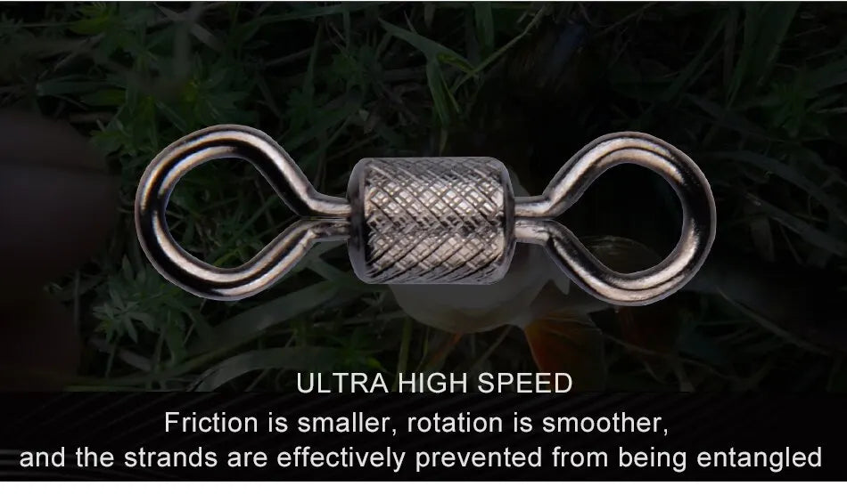 MEREDITH Fishing Swivels Ball Bearing Swivel 50PCS/Lot with Safety Snap Solid Rings Rolling Swivel for Carp Fishing Accessories