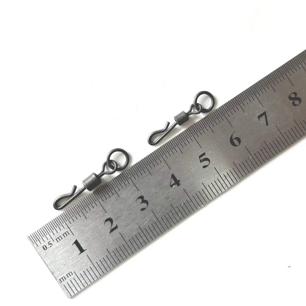 20pcs Carp Fishing Terminal Tackle Accessories Long Body Q-shaped Fishing Swivel Snap with Solid Ring