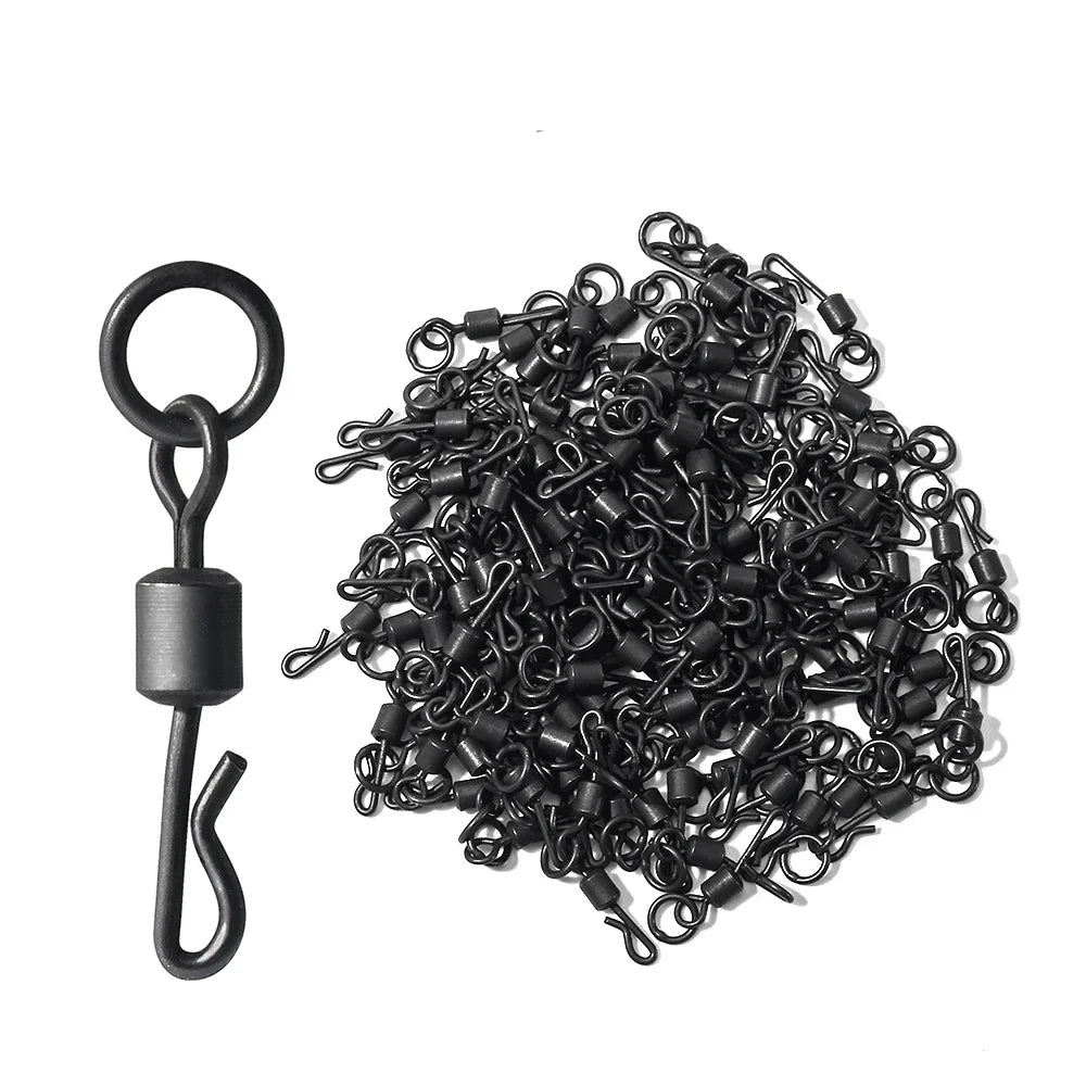 20pcs Carp Fishing Terminal Tackle Accessories Long Body Q-shaped Fishing Swivel Snap with Solid Ring