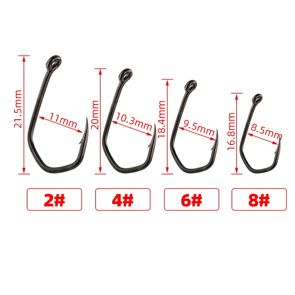 Hirisi 50pcs Carp Fishing Hooks Barbed Pinpoint Claw Hooks PTFE Coating High Carbon Stainless Steel Eyed Fish Hooks 8019