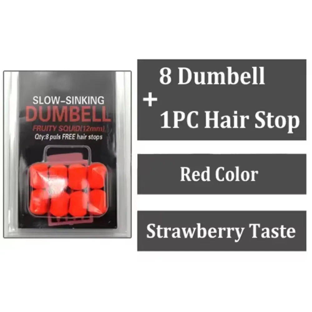 8Pcs/Pack 12mm Carp Fishing Bait Fruity Squid Flavour Slow-sinking Type Slow Sinking Dumbells Bait PopUp Dumbbell Shape