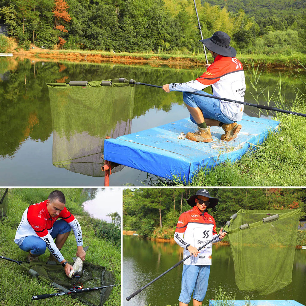 Sougayilang Carp Fishing Tool Net Fishing tackle 212/300cm Portable Retractable Folding Fishing Net for Carp Trout Fishing