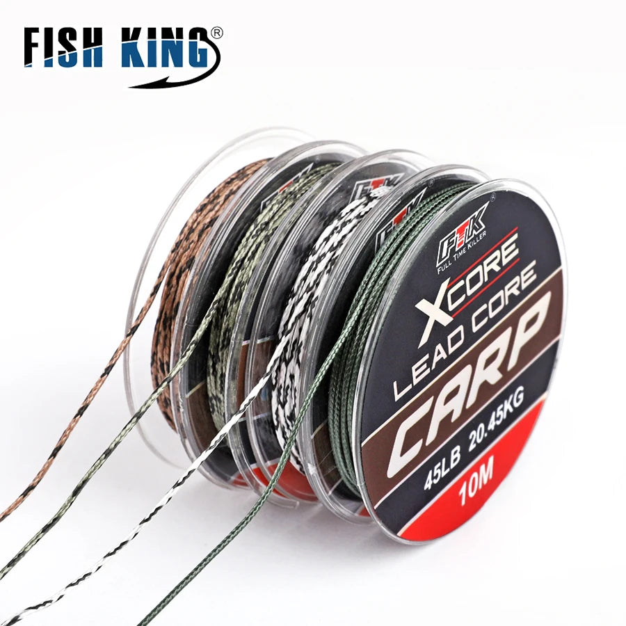 FISH KING 35LB/45LB/55LB 10M Leadcore Carp Fishing Tackle Line Make Carp Hair Rigs 4 Color Braided Lead Line
