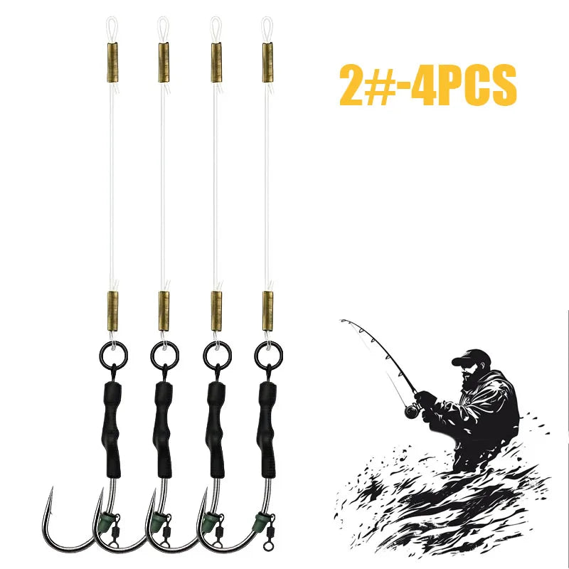 Pro Catfish & Carp Fishing Rig Set (4/8pc) | Ready-to-Fish, Anti-Tangle Terminal Tackle with Sharp Hooks