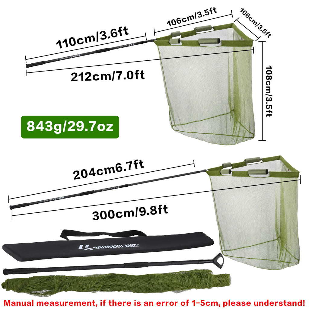 Sougayilang Carp Fishing Tool Net Fishing tackle 212/300cm Portable Retractable Folding Fishing Net for Carp Trout Fishing