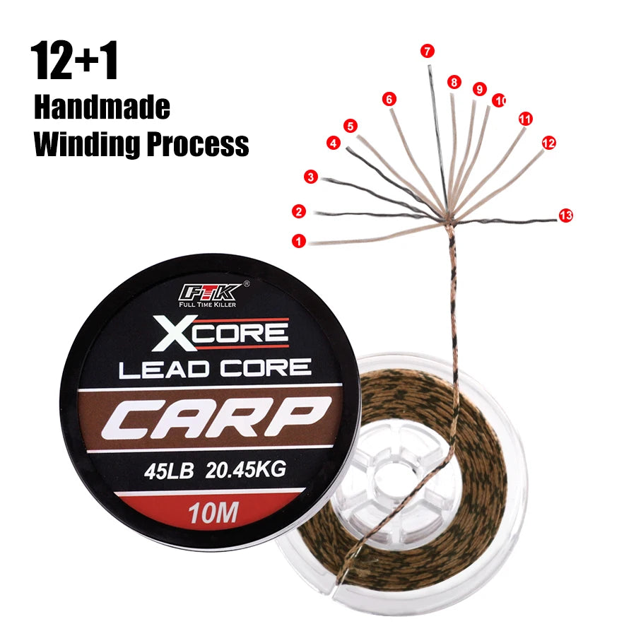FISH KING 35LB/45LB/55LB 10M Leadcore Carp Fishing Tackle Line Make Carp Hair Rigs 4 Color Braided Lead Line