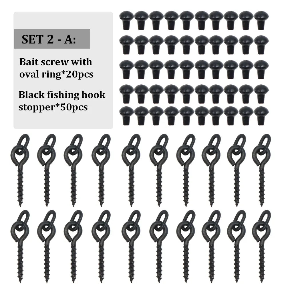 Carp Fishing Tackle Kit Bait Boilie Screws Fishing Hook Bead For Method Feeder Fishing Hair Rig Ronnie Rig Accessories Set