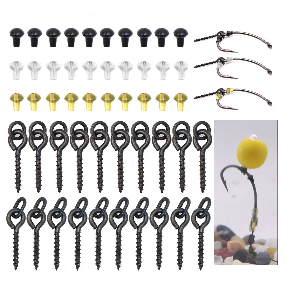 Carp Fishing Tackle Kit Bait Boilie Screws Fishing Hook Bead For Method Feeder Fishing Hair Rig Ronnie Rig Accessories Set