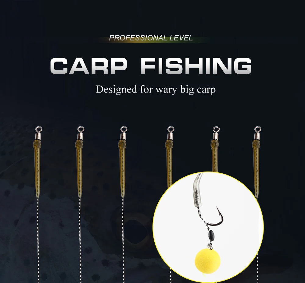 6pcs 8pcs Carp Fishing Hair Rigs Ready Made Boilie Tied Carp Fishing Hook Size 2#4#6#8# Fishing Tackle Accessories Pesca