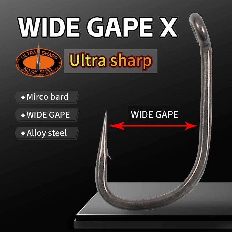 Ultra Sharp Wide Gape Carp Hooks - PTFE Coated 10 Pack