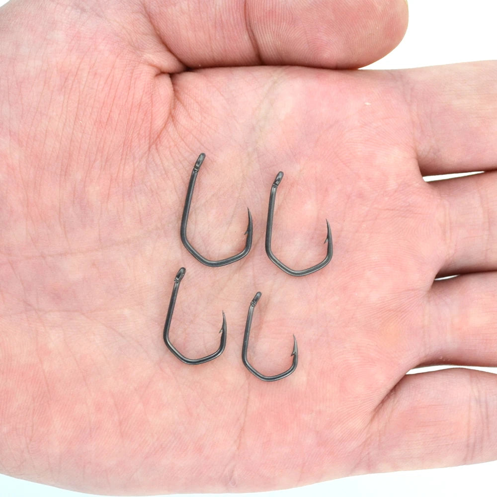 Hirisi 50pcs Carp Fishing Hooks Barbed Pinpoint Claw Hooks PTFE Coating High Carbon Stainless Steel Eyed Fish Hooks 8019