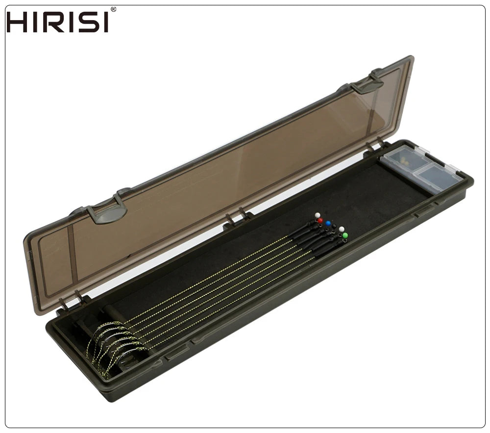 Hirisi Carp Fishing Tackle Box Stiff Hair Rig Board with Pins Carp Fishing Rig Box Wallet Rig Storage Box Fishing Accessories